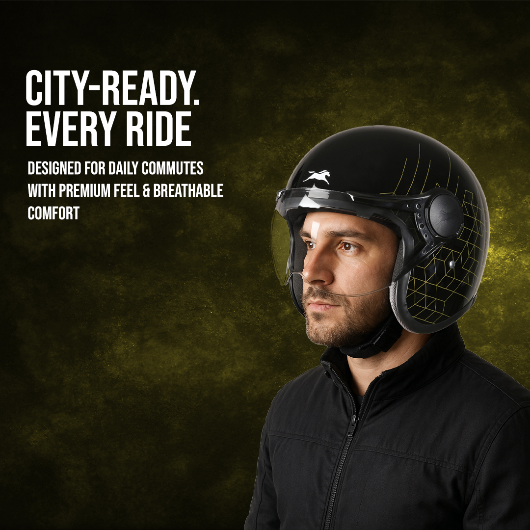 TVS Cruisetown Open Face Helmet – Stylish & Safe Helmet for Riders | ISI & DOT Certified | Premium Protection for Men & Women | Comfortable, Durable & Lightweight Design with Visor